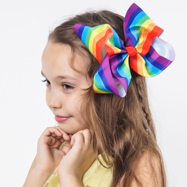 7 Inch Hair Bow Boutique Large Rainbow Hair Bows Hair Clip Cute