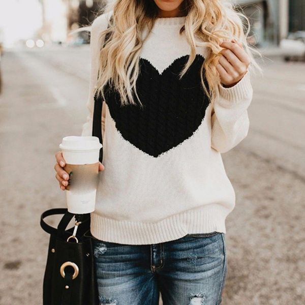 

women sweater love cartoon pullover autumn fashion female sweters women invierno 2018 pullover pull femme befree, White;black