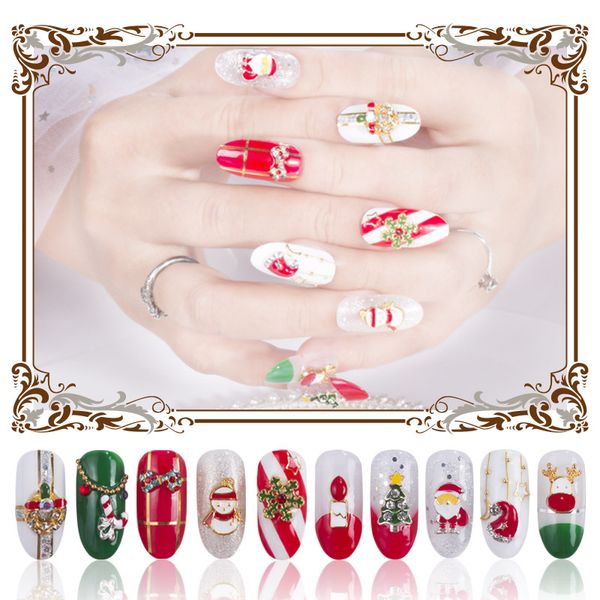 

1 box 2018 new arrivals 3d nail art decorations christmas theme jewelryy series image design nail art rhinestones, Silver;gold