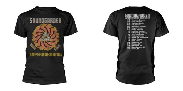 Damen//Womens Fitness Yoga Print with Soundgarden Print Printed T Shirt