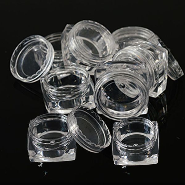 

20pcs portable plastic clear cosmetic empty jar pot box makeup nail art cosmetic bead storage container square bottle la415, Silver;gold