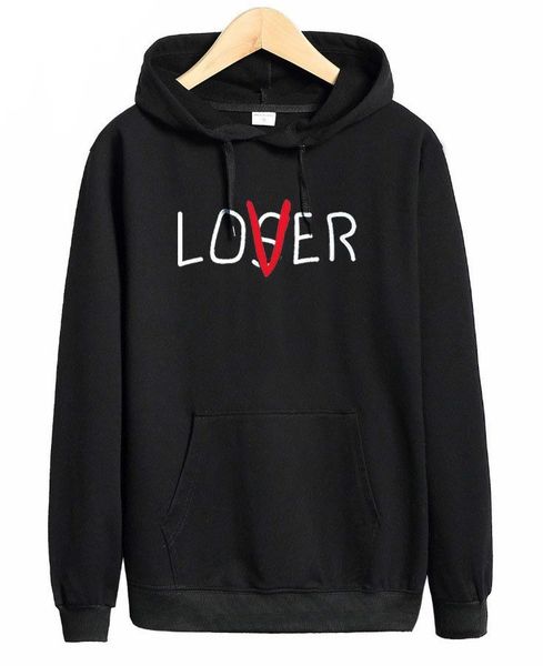 

mens winter black fleece hoodie loser and lover letters print pullover loose hip pop hoodies ing