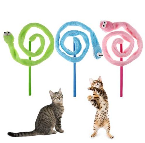 Cartoon Schlange Katze Stick Mint Sound Katze Teaser Plüsch Interaktives Spielzeug für Katze Kätzchen Produkte Lustige Haustier Liefert