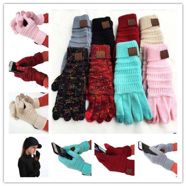 

cc knitting touch screen glove capacitive gloves cc women winter warm wool gloves antiskid knitted telefingers glove christmas gifts dhl