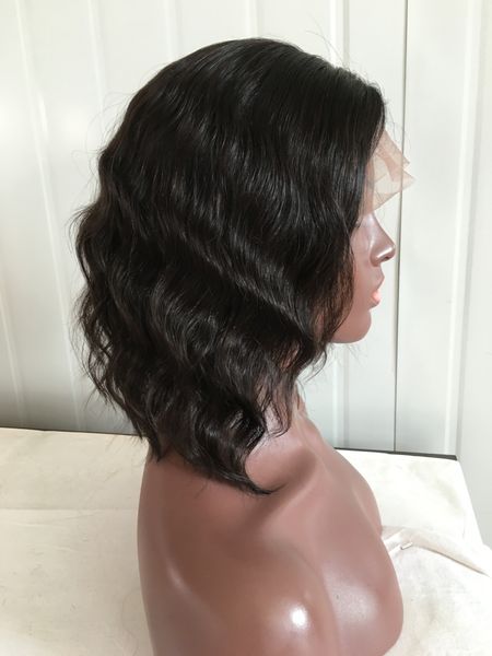 

short wavy human hair wigs full lace wig lace front short wavy wigs human hair short bob wigs for black women, Black;brown