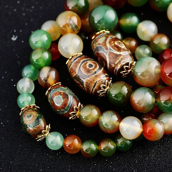 

3a agate bracelet men buddha beads emerald green women jewelry fashion gift handmade healing crystal outdoor bridal bracelet, Golden;silver