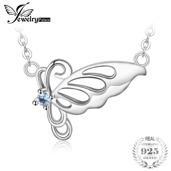 

jewelrypalace butterfly created light blue spinel necklace with chain 925 sterling silver jewelry contain chain fine jewelry