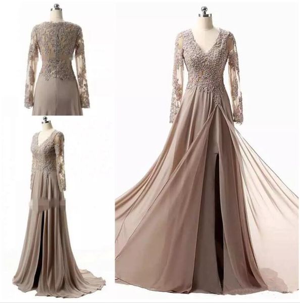 

модеста мать невесты платья elegant v шеи sheer кружева аппликации длинные рукава формальные партии мантий с скользящим шлейфом, Black;red