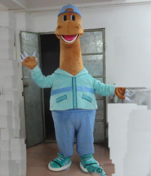 Costume de mascote de dinossauro adulto Hot 2018 para venda com um mini fã dentro da cabeça