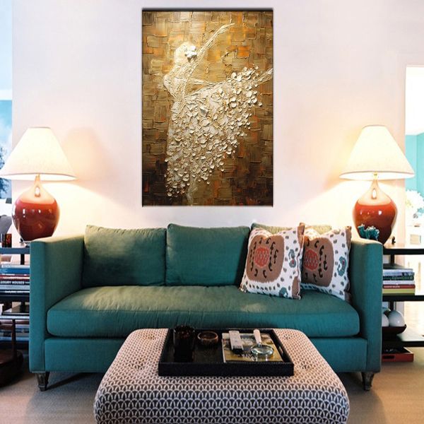

modern abstract palette knife hand-painted & hd print art oil painting ballet dancer,wall decor on thick canvas multi sizes p01