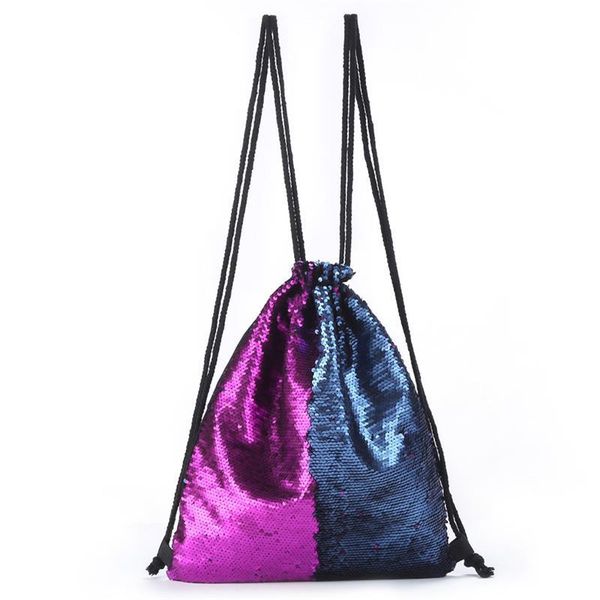 

fashion women's backpack teenage girls fashion glitter sequins bling cute drawstring bag for ladies female mochilas