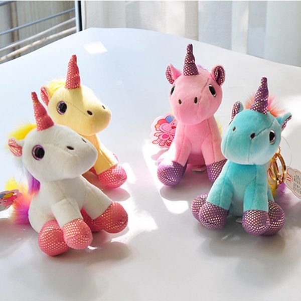 

stuffed toy 1pc keyring keychain bag charm pendant plush toys rainbow horse anime soft toys color lovely small pendant, Silver