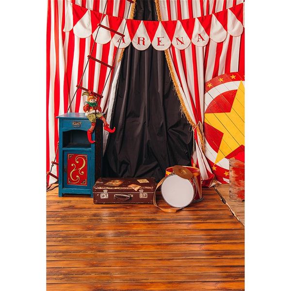 Baby Kids Birthday Party Circus Backdrop Printed White Red Striped