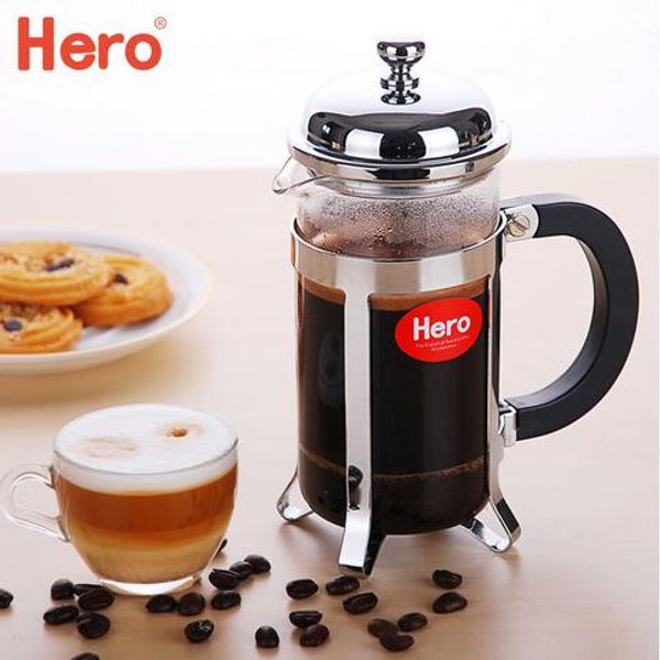 

chinahero plunger column household stainless steel coffee pot french method of pressure pot glass tea coffee maker french press 0.8l