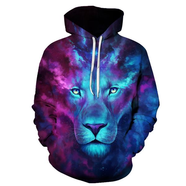 

новые fashionmen/женщины первенец по jojoesart galaxy lion 3d смешно печатных crewneck толстовка мода повседневная толстовки h363, Black