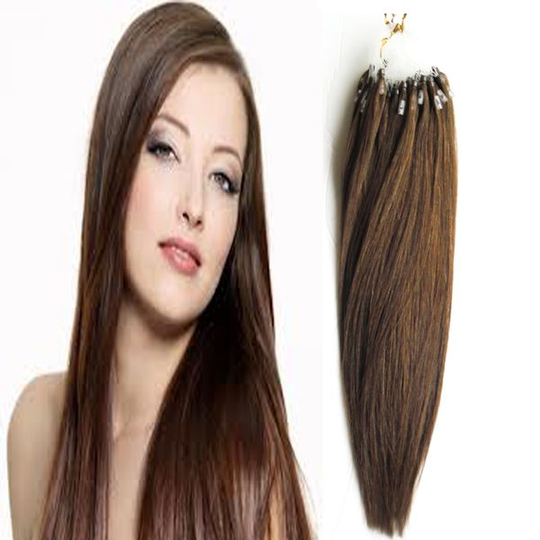 Micro Ring Dark Brown Remy Brazilian Straight Tip Hair Loop Micro
