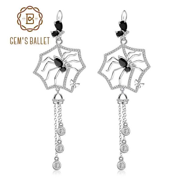 

gem's ballet spider shape long earrings genuine 925 sterling sliver vintage gothic punk drop earrings for women party jewelry, Golden;silver