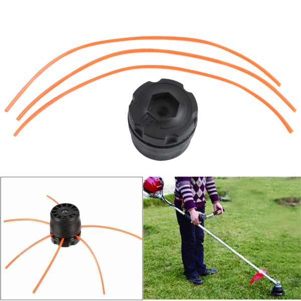 

universal plastic line bump cutting trimmer head with 3 mowing ropes set for lawn brush cutter strimmers replacement