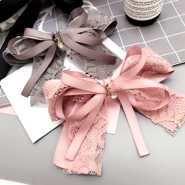 

women elegant fashion bowknot hair clip headdress princess lace fabric spring clip hairpin headwear handmade hari accessories