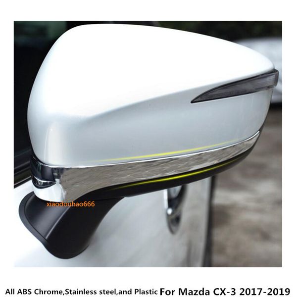 For Mazda CX-3 CX3 2017-2018 ABS Chrome Rearview Side Mirror Cover Trim Strip