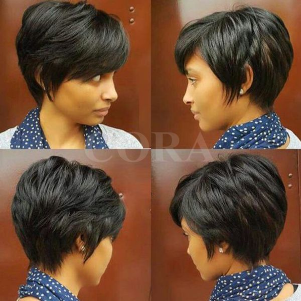 100 Human Real Hair Longer Pixie Cuts Wig Short Cut Layered Wigs
