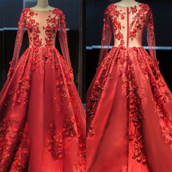 

новые красные длинные рукава платья выпускного вечера sexy illusion 3d цветочные аппликация кружевное платье вечерняя одежда плюс размер уро, Black