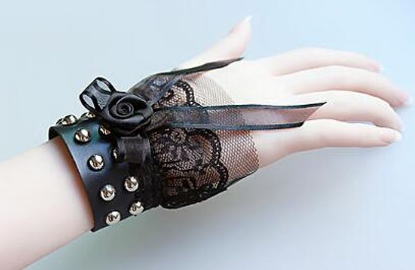 

new european and american pop gothic punk retro style celebrity lady noble accessories black lace bow queen bracelet fashion classic de, Golden;silver