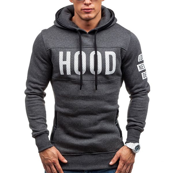 

o-neck full hoodies brand men chest letter printing sweatshirt male hoody hip hop autumn winter hoodie mens pullover xxxl, Black