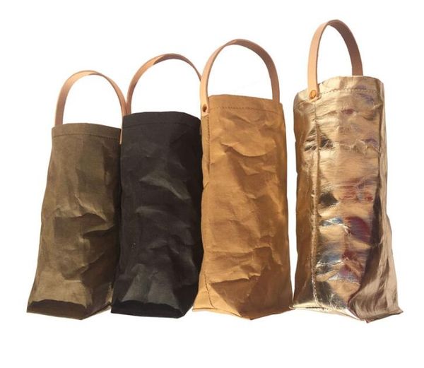 

reusable kraft paper wine bags red wine cover champagne bottle carrier washable kraft bags eco friendly box