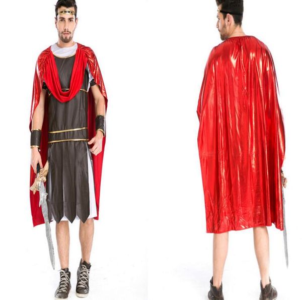 

ancient roman warrior costumes masquerade party men gladiators knight julius caesar costume cosplay theme, Black;red