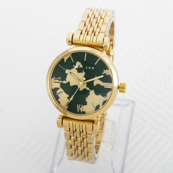 

popular brand style steel camouflage quartz ar13 metal band wrist watch women's girl vboga, Slivery;brown