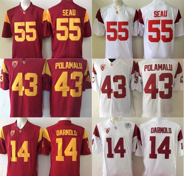 

ncaa usc trojans darnold college football jersey #14 seau #55 polamalu #43 ed factory outlet, Black