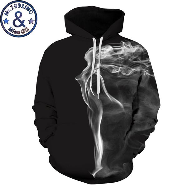 

fashion 3d smoke print hoodie sweatshirt men/women 3d hoodies sweatshirts men hip hop hoody hooded tracksuit moletom masculino, Black