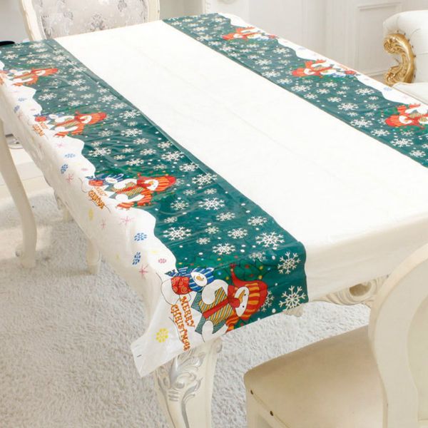 

180cm christmas ornaments christmas tablecloth rectangular pvc party table covers home kitchen dinner table decoration new year
