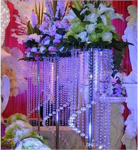 Nuovo arrivo 1,2 m di altezza scintillante cristallo trasparente ghirlanda lampadario torta nuziale stand decorazioni per feste di compleanno per centrotavola da tavolo