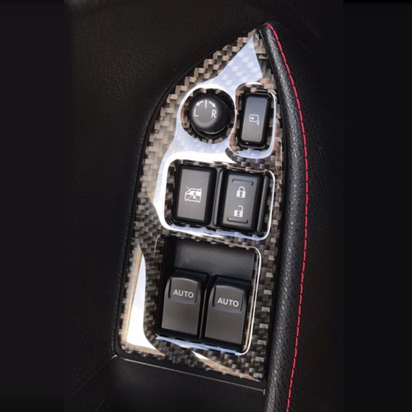 Fibra de Carbono janela do carro Interruptor Botões Decoração armação de cobertura guarnição Para Subaru BRZ / Toyota 86 2013-17 porta Armrest Painel de decalques