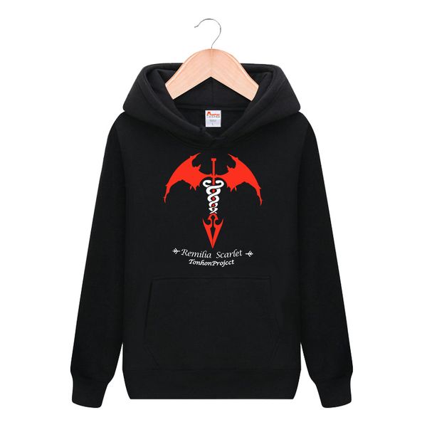 

anime touhou project long sleeve zipper hooded hoodie cosplay costume men women jacket casual sweatshirt fashion streetwear, Black