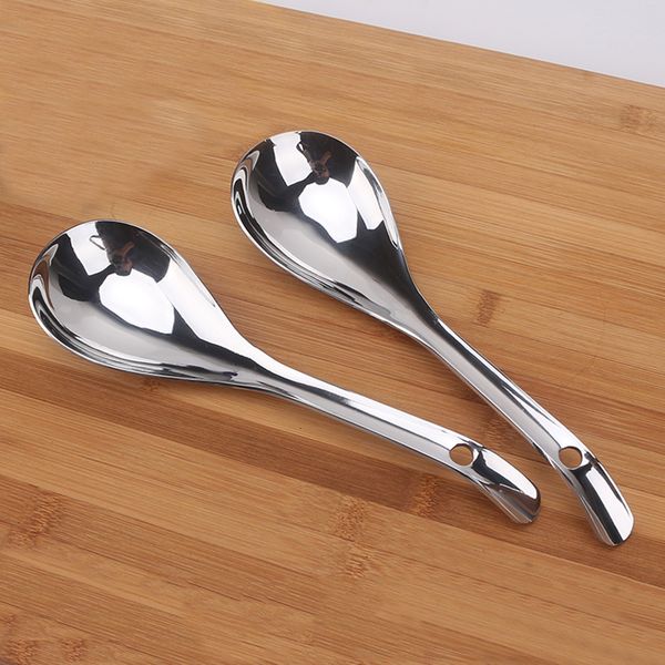 

2pcs 9x2. 6inch большая ложка супа из нержавеющей стали китайский традиционный стиль каша ложка ужин рисовая ложка посуда столовые приборы