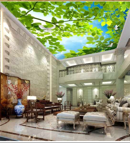 

пользовательские розничная 3d голубое небо белые облака зеленая крыша зенит росписи