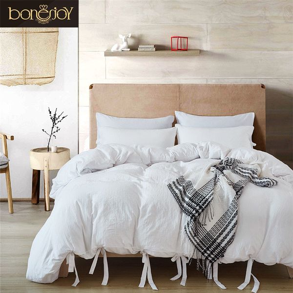 

bonenjoy white bedding set king luxury cotton l bedding sets solid bed cover  size ties duvet cover kit