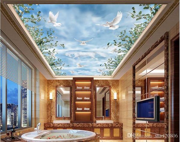 

3d ceiling murals wallpaper custom mural leaves the sky dove 3d wall murals wallpaper for living room wall papers home decor painting