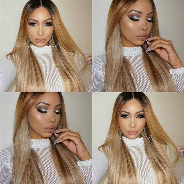 150 Density Ombre Honey Blonde Color 1b 27 Thick Glueless Full