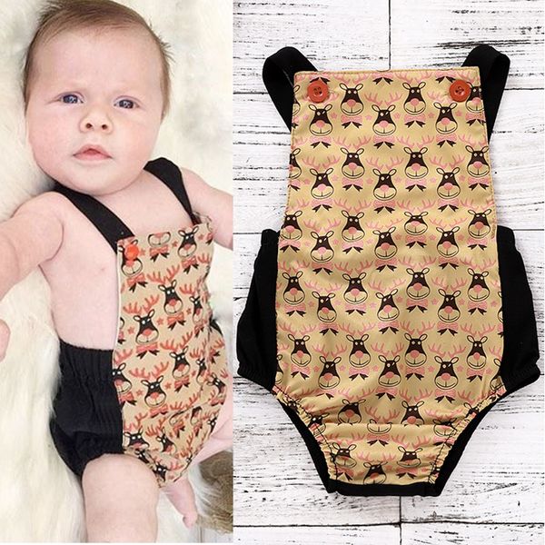 

baby christmas sling rompers waistcoat straps newborn baby boy girl sleevess button elastic bowknot five-pointed star clothes 3-, Blue