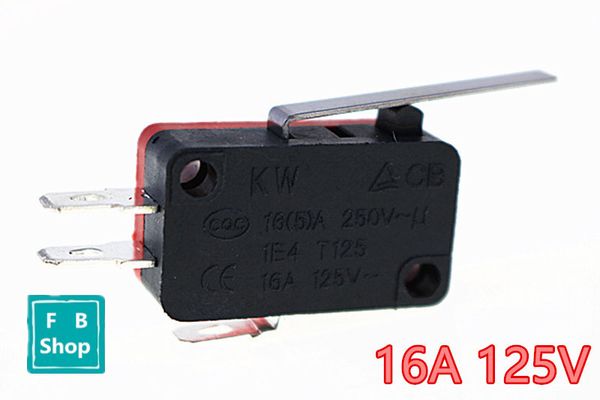 

10pcs 15/5 a 250v 16a 125v long handle mininature microswitch black+red