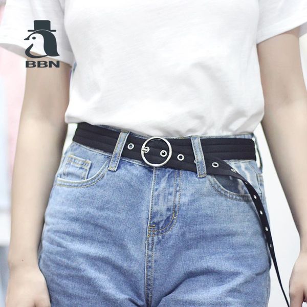 

bbn new style student hollow-out round button corns with korean style fashionable jeans decorative women canvas belt, Black;brown