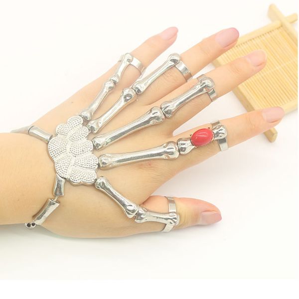 

fashion elastic metal hand skeleton bracelet bangle for women men jewelry halloween ornament ghost hand bangles fun jewelery, Black