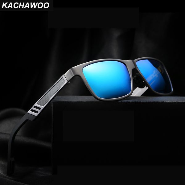 

kachawoo aluminum magnesium sunglasses men polarized driving blue red mirror sun glasses male rectangle with box, White;black