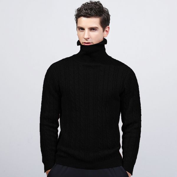 

mrmt 2018 brand winter new men's body knitting sweater pure cotton high-collar overcoat for male sweater outer wear clothing, White;black