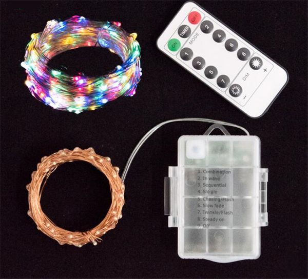 Guter Preis, batteriebetriebene LED-Lichterkette mit Fernbedienung, flexibler Kupfer-Silberdraht, wasserdicht, für Weihnachtsfeiertage