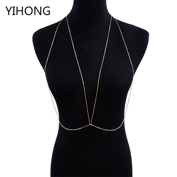 

new arrival fashion simple gold color body chains bra bikini chains for women jewelry, Slivery;golden